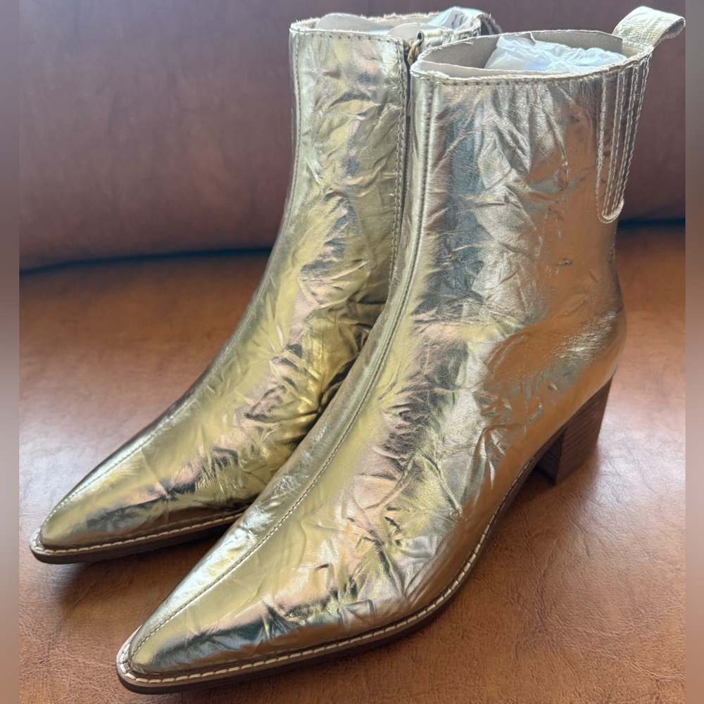 Kelsi Dagger Brooklyn Milly Pointed Toe Bootie Washed Gold Women’s Size 8 NWOB - Picture 2 of 8